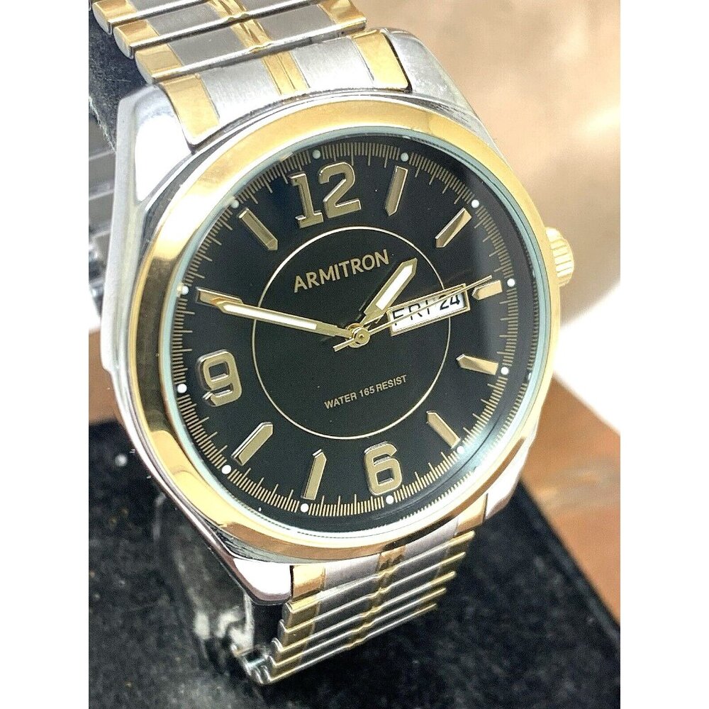 Armitron Men's Watch 20/4591TT Black Dial Quartz Two Tone Stainless Steel 39mm